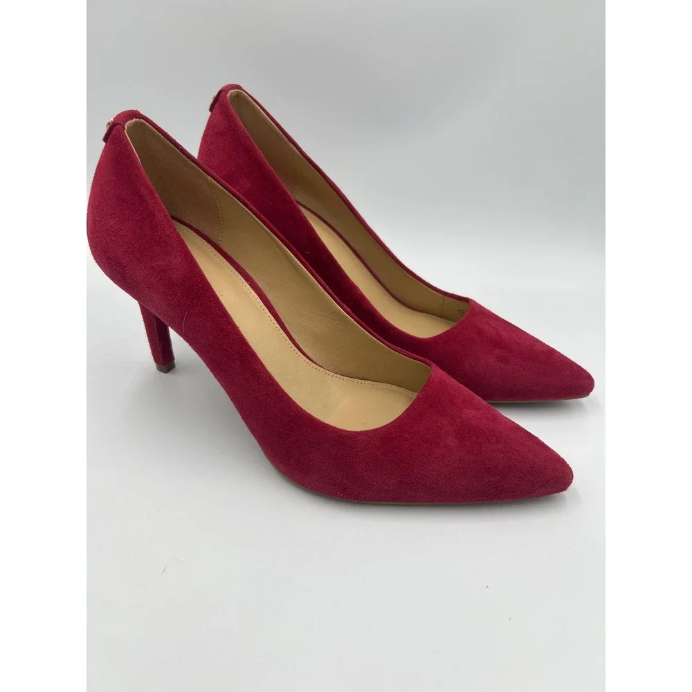 Michael Kors Dorothy Flex Pump Berry Red Suede Pointed Toe Stiletto Heel 8.5 - Picture 2 of 8